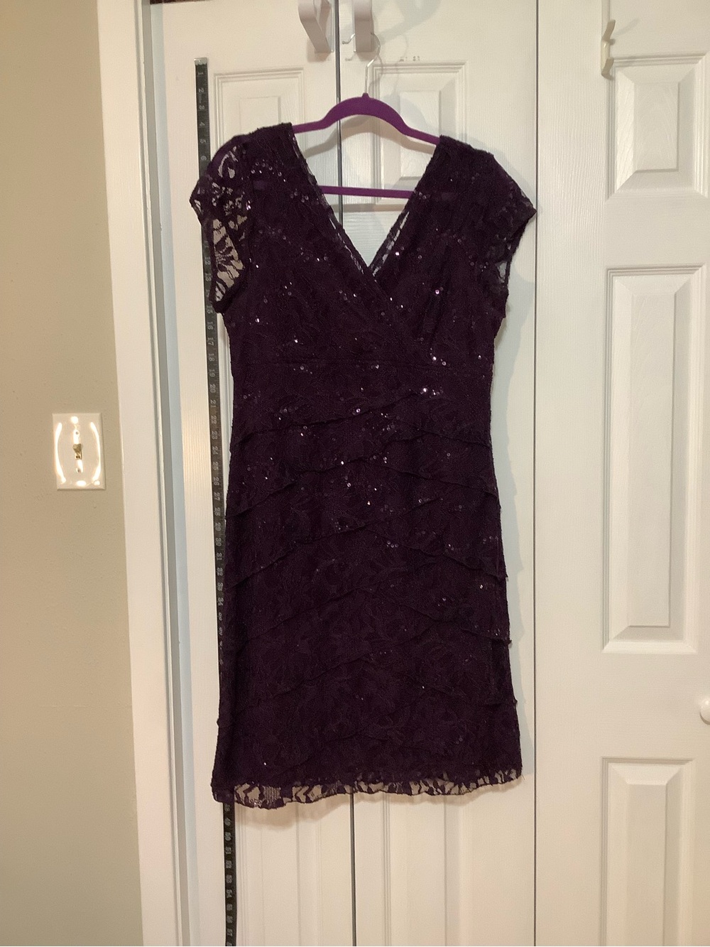 Scarlett Plum Lace V-Neck Cocktail Dress